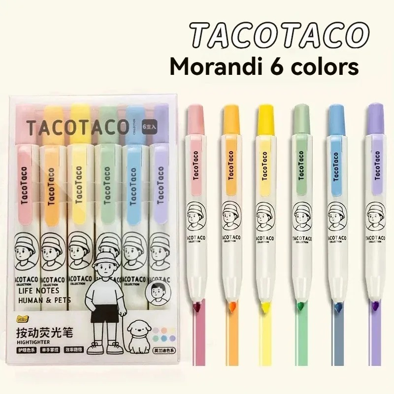 Pastel Highlighter Set Double Ended - Stylos surligneurs Macaron de couleur Pastel,