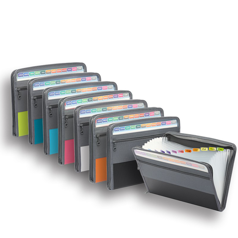 Expandable Accordion File Folder 13 Pockets - Classeur accordéon avec fermeture éclair sûre,