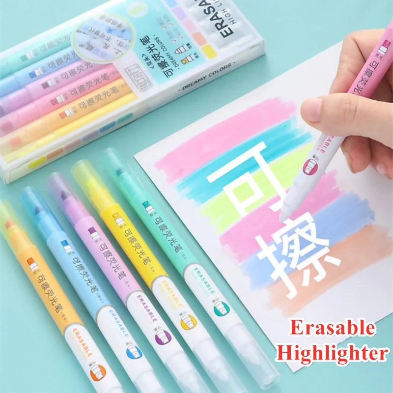 Pastel Highlighter Set Double Ended - Ensemble de surligneurs effaçables de 6