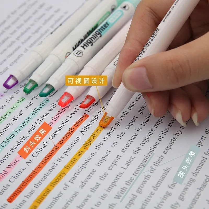 Pastel Highlighter Set Double Ended - Surligneurs à double pointe, 6 couleurs/ensemble,