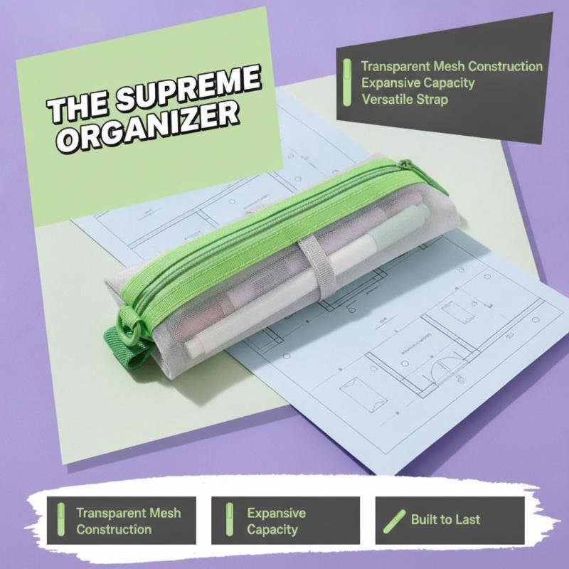 Clear Mesh Pencil Pouch For Exam - Pochette à crayons en maille transparente,