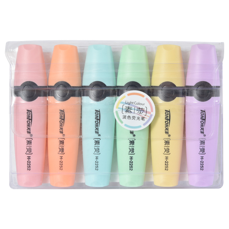 Pastel Highlighter Set Double Ended - 6 pièces/ensemble surligneur couleurs Pastel pointe