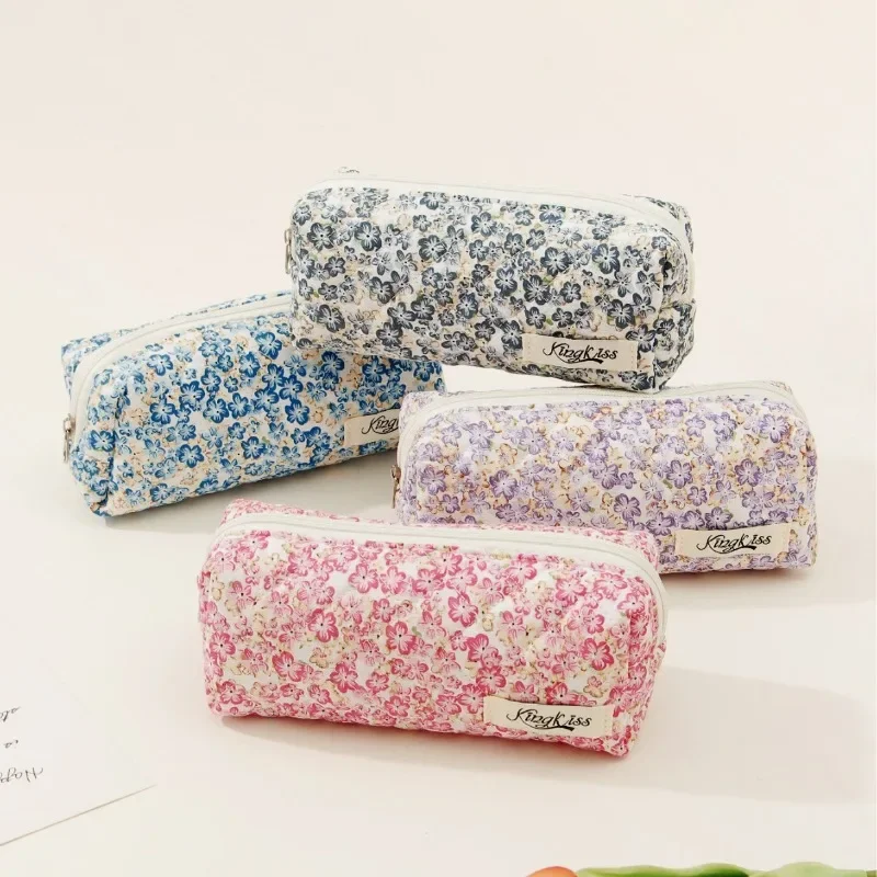Aesthetic Large Pencil Case Pouch - Pochette à crayons florale rétro pour