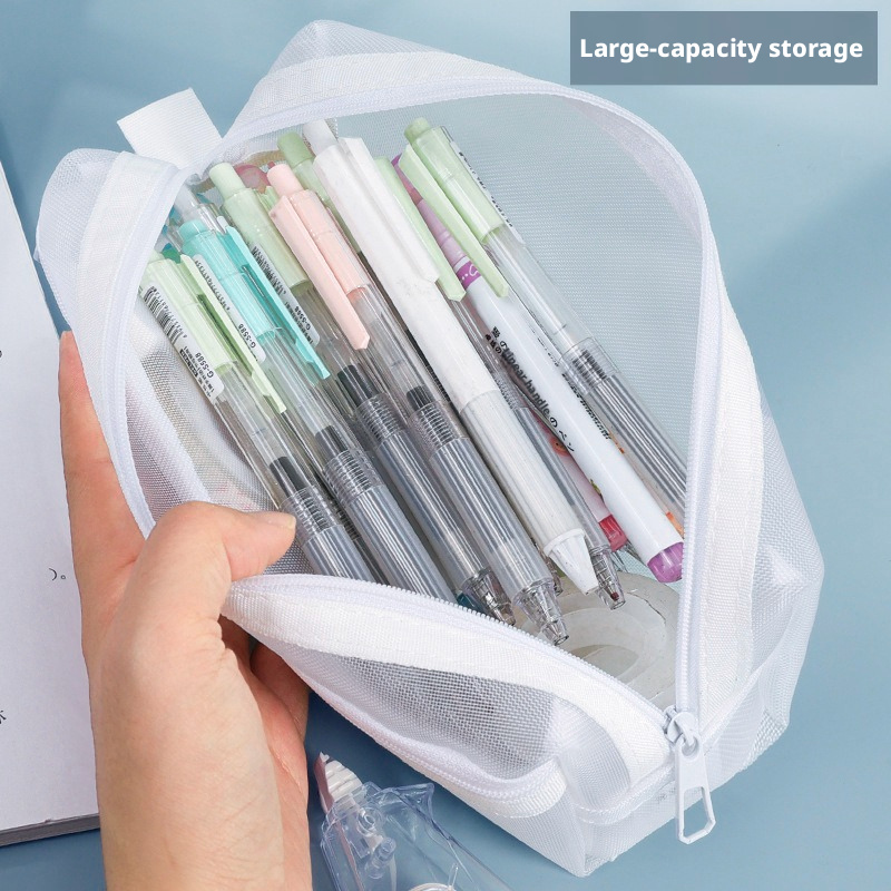 Trousse à crayons double couch - Clear Mesh Pencil Pouch For Exam avis et prix