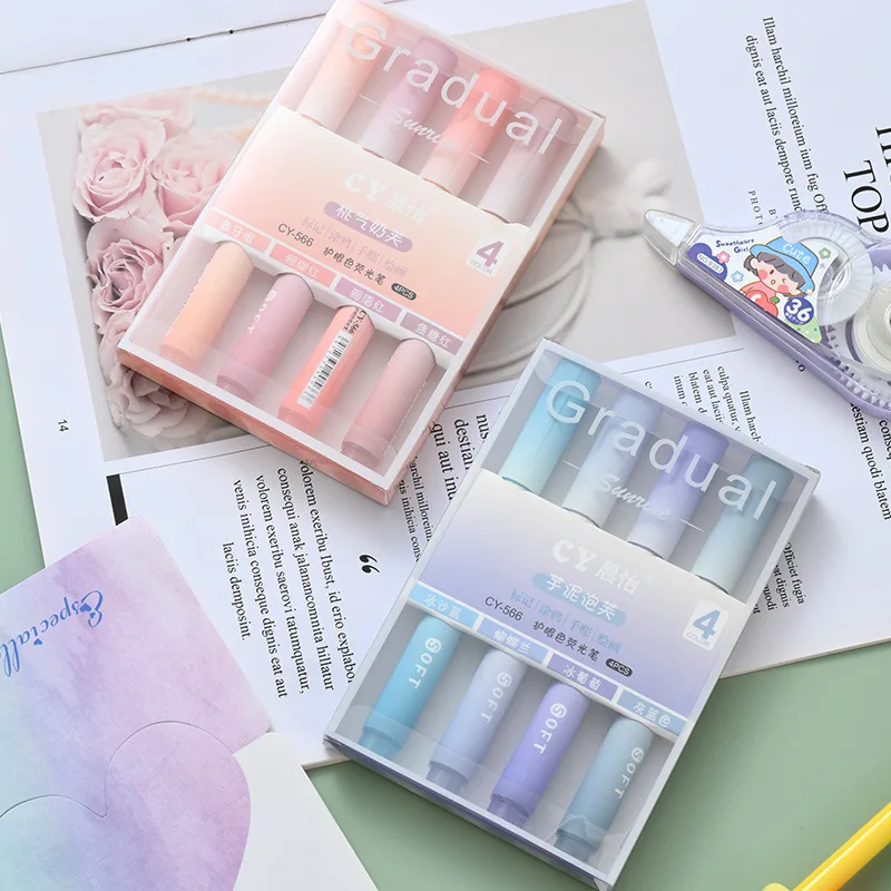 2025 Lot de 4 surligneurs dégr - Pastel Highlighter Set Double Ended avis et prix