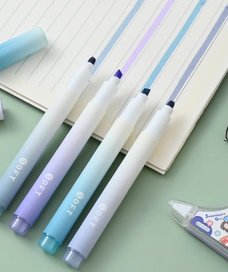 2025 Lot de 4 surligneurs dégr - Pastel Highlighter Set Double Ended avis et prix