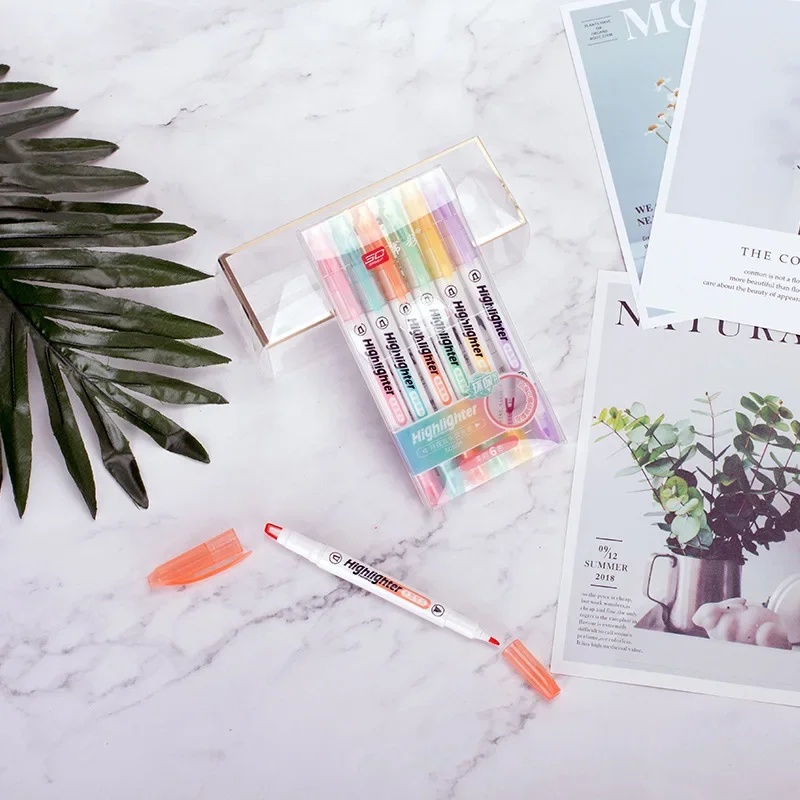 Surligneurs à double pointe, 6 - Pastel Highlighter Set Double Ended avis et prix