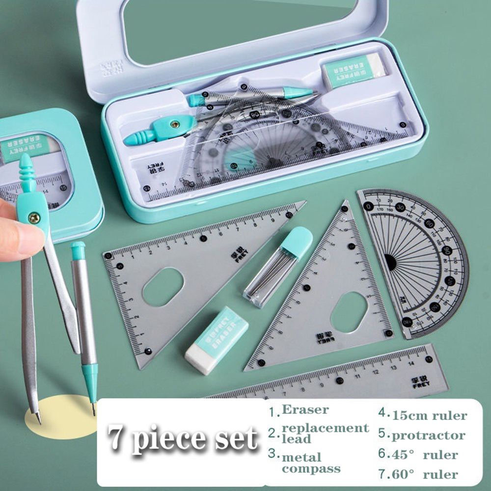 7 pièces/ensemble règle bousso - Math Geometry Set With Compass avis et prix