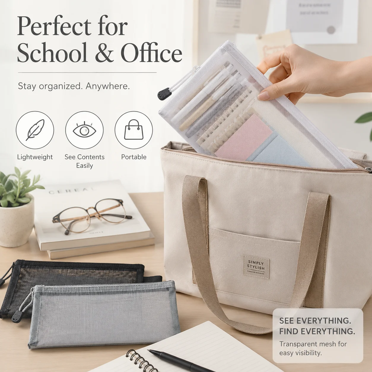 Pochette transparente en maill - Clear Mesh Pencil Pouch For Exam avis et prix